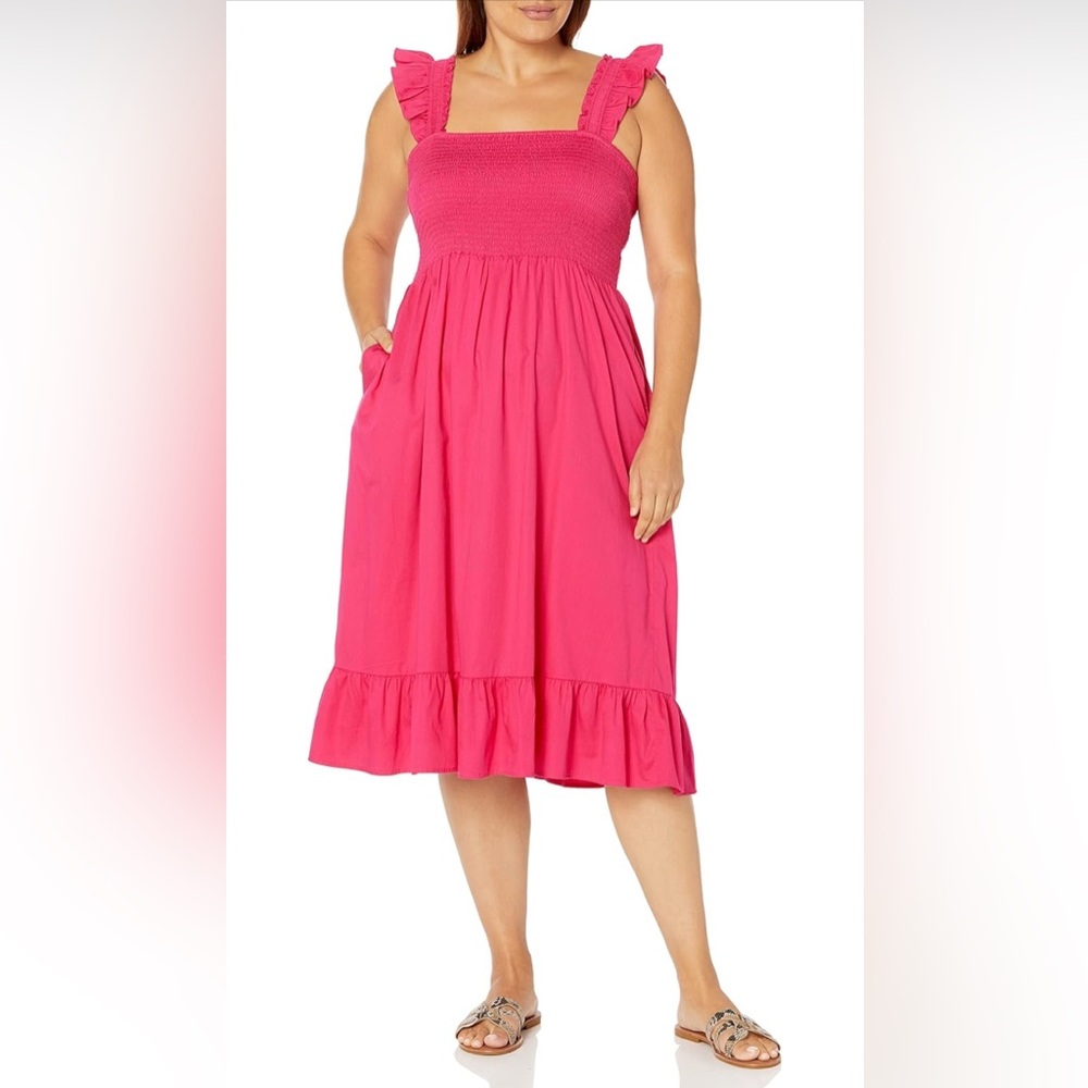 The Drop Women's Kimi Ruffled Shoulder Smocked Midi Dress
NWT